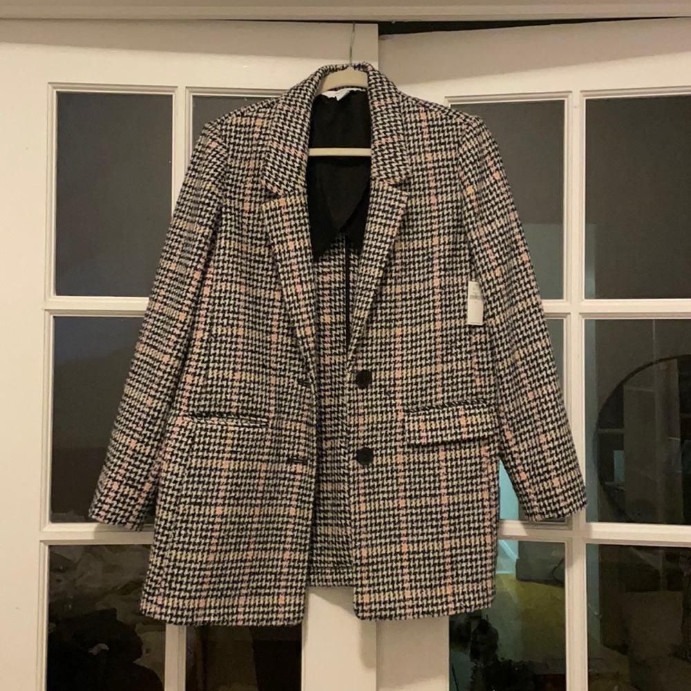 Pink/black blazer, never been warm!